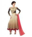 Beige Georgette Anarkali Semi-Stitched Suit