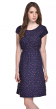 Purple Solid Cap Sleeve Round Dresses