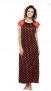 Long Night Gown For Women With Polka Dot Print.