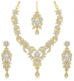 Gold Plated Australian Diamond Stone Studded Necklace Set