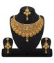 Zinc Gold Plated Kundan Golden Choker Necklace Set with Maang Tikka