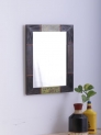 Brown & Yellow Hand Painted Wooden Framed Wall Mirror