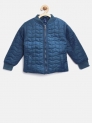 YK Girls Teal Blue Solid Quilted Jacket